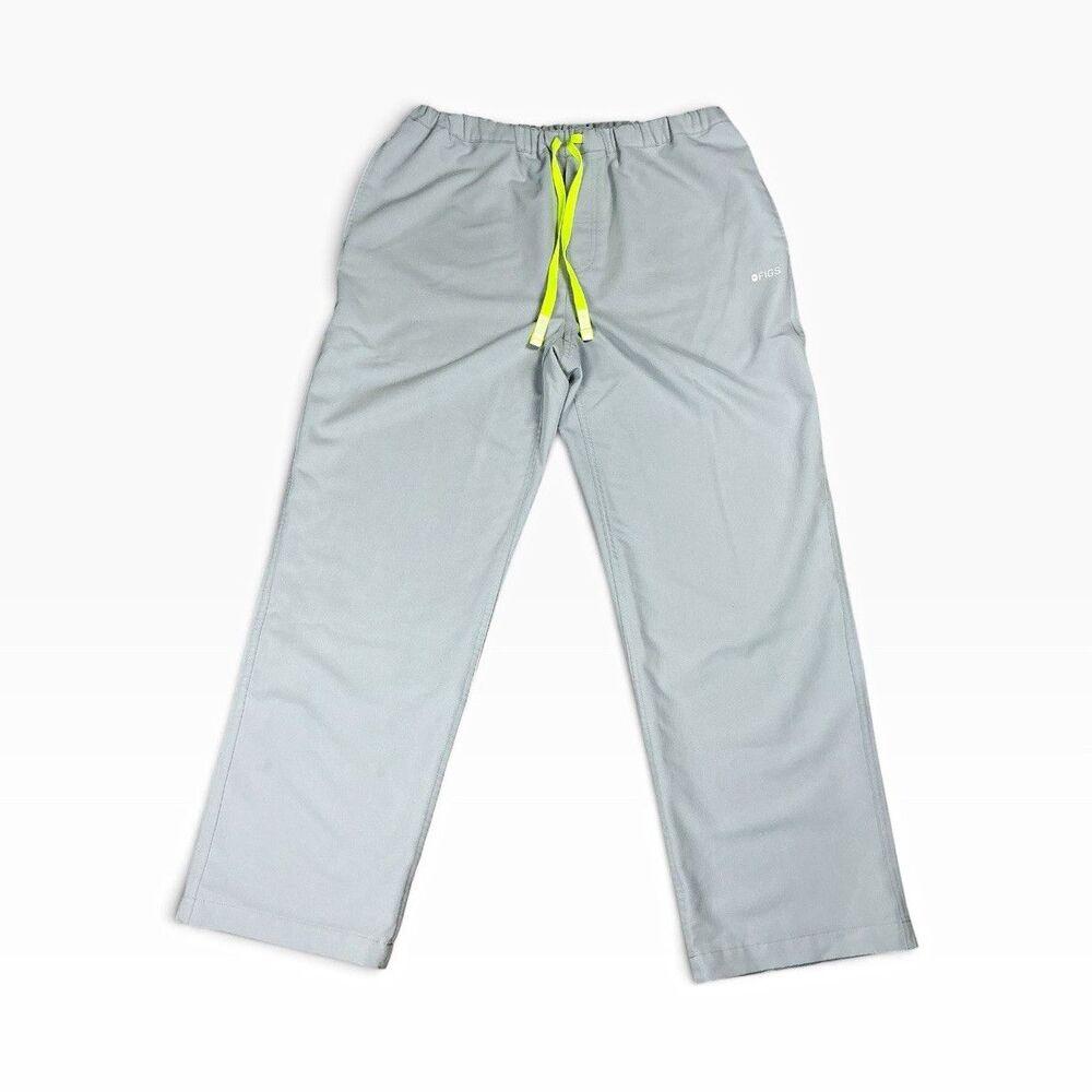 FIGS Women’s Medical Scrub Pants Gray/Neon Drawstring Elastic Waist Size M/S